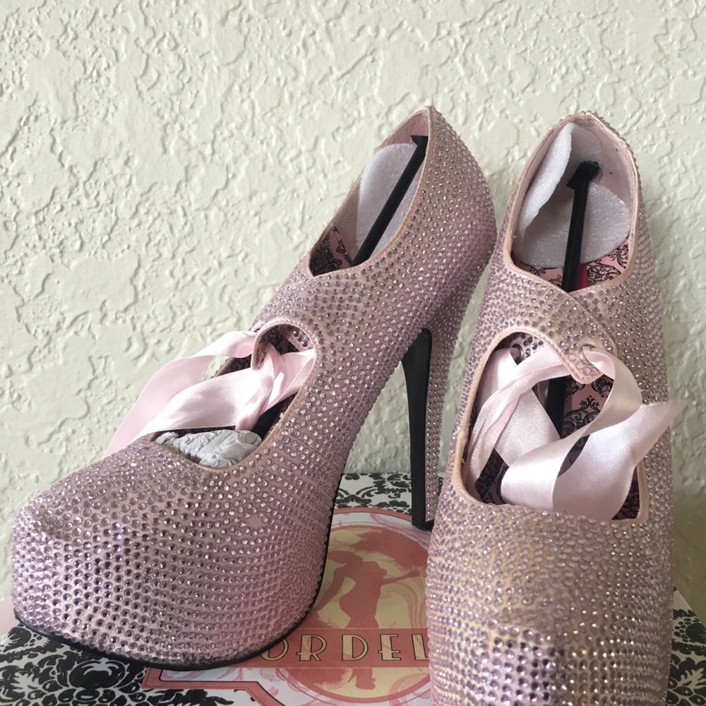 Platform Rhinestone Pumps
